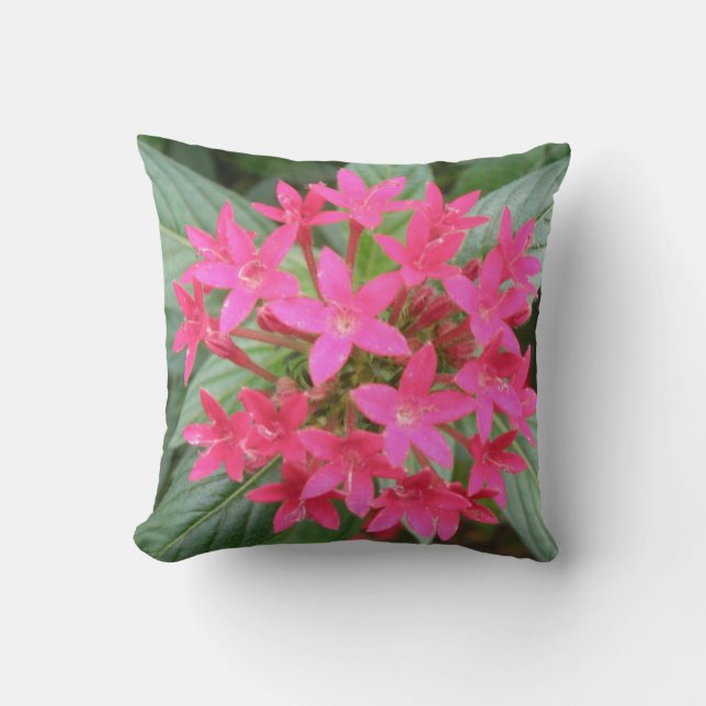 Bright Pink Tropical Flowers Pillow (Front)