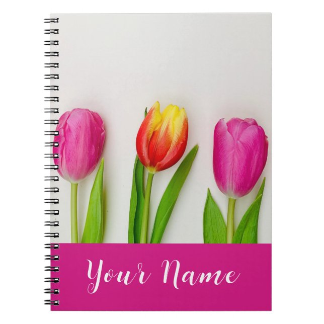 Bright Pink Tulips Notebook (Front)