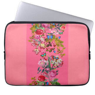 Bright Pink Vintage Rose Garden Electronics Bag