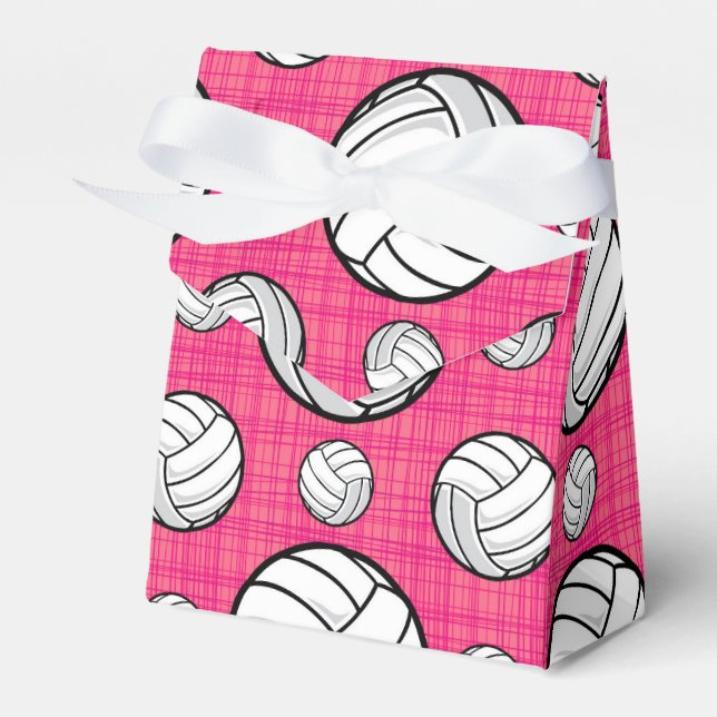 Bright Pink Volleyball Pattern Favor Box (Front Side)