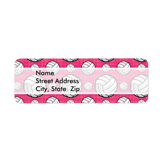 Bright Pink Volleyball Pattern Return Address Label
