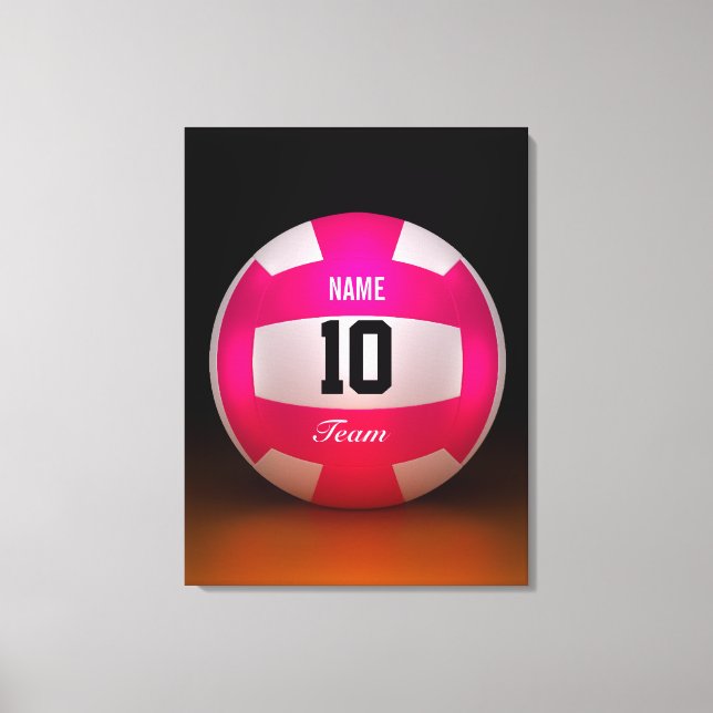 Bright Pink Volleyball Team Canvas Print (Front)