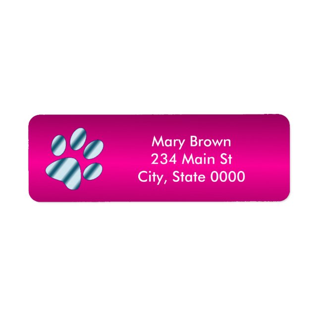 Bright Pink w/Gradient Blue Paw Print (Front)