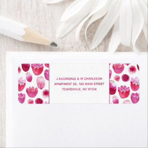 Bright Pink Watercolor Blossom Return Address