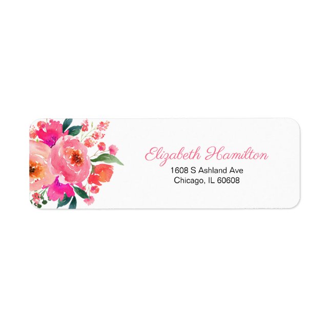 Bright Pink Watercolor Floral Bouquet Elegant (Front)