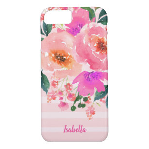 Bright Pink Watercolor Floral Pattern Cute Case-Mate iPhone Case