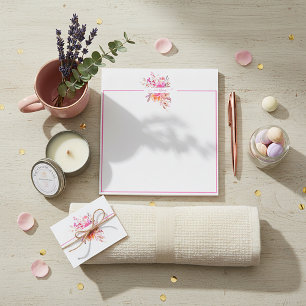 Bright pink watercolor floral personalized   notepad