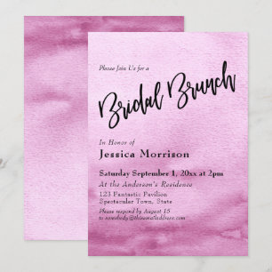 Bright Pink Watercolor Ombre Bridal Brunch Invitation