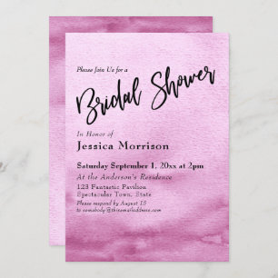 Bright Pink Watercolor Ombre Bridal Shower Invitation
