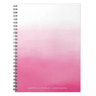 Bright Pink Watercolor Ombre Notebook