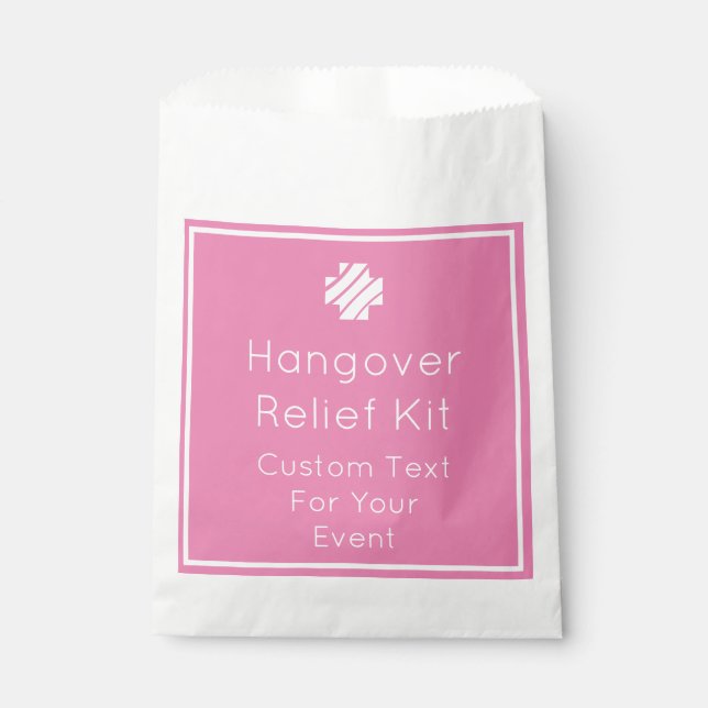 Bright Pink & White Hangover Relief Kit Favour Bag (Front)