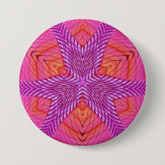 BRIGHT! ~ Pink White Orange and Red ~ Button (Front)