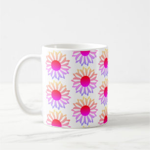 Bright Pink Yellow Floral Coffee Mug