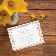 Bright Pink Yellow Purple Floral Baby Girl Shower