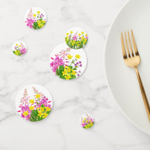 Bright Pink Yellow Wildflower Baby Shower Confetti