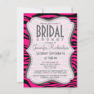 Bright Pink Zebra Animal Print Invitation