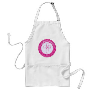 Bright Pink Zig Zag Cross on White and Hot Pink Standard Apron