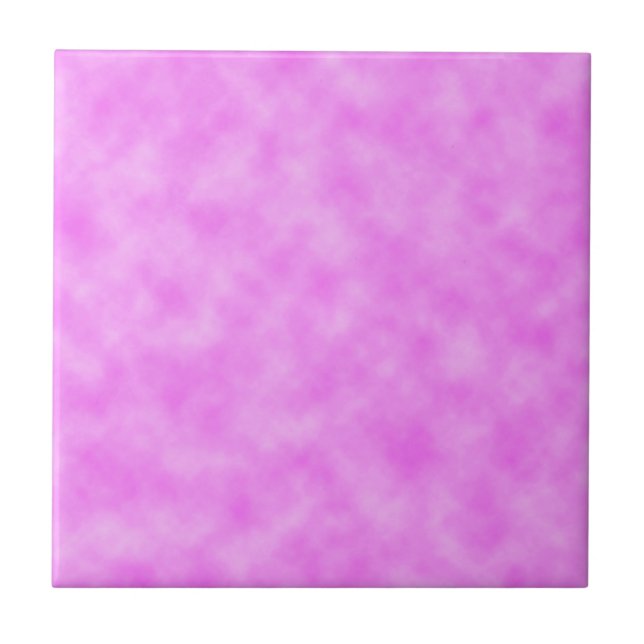 Bright Pinkish Purple Cloudy Pattern Design Tile (Front)