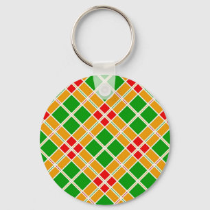 Bright Plaid Argyl green yellow pattern accessory Keychain