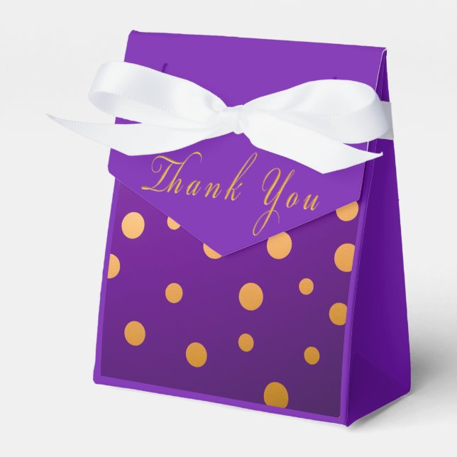 Bright Plum Purple and Gold  Favor Box (Front Side)