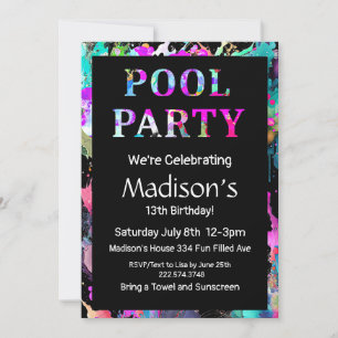 Bright Pool Party Anniversaire, Invitation