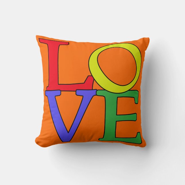 Bright Pop Art LOVE Throw Pillow (Front)