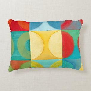 Bright Pop Art with Circles and Squares Decorative Pillow