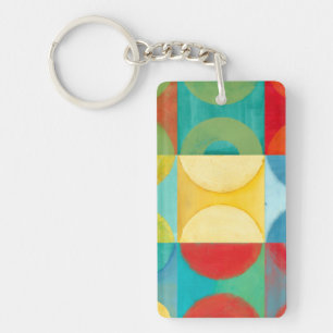 Bright Pop Art with Circles and Squares Keychain