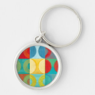 Bright Pop Art with Circles and Squares Keychain