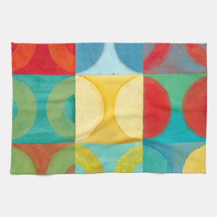 Bright Pop Art with Circles and Squares Kitchen Towel