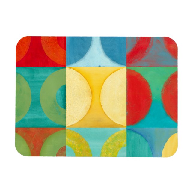 Bright Pop Art with Circles and Squares Magnet (Horizontal)
