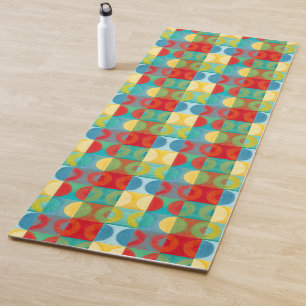 Bright Pop Art with Circles and Squares Yoga Mat