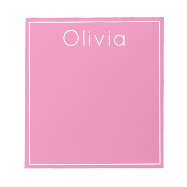 Bright Pop of Colour Personalized Notepad, Pink Notepad (Front)