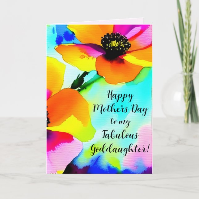 Bright Poppies Goddaughter Custom Mother's Day Card (Front)