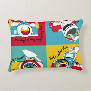 Bright poster in the style of pop art with image o accent pillow