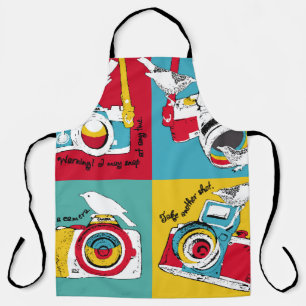Bright poster in the style of pop art with image o apron