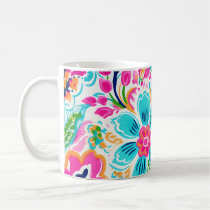 Bright Preppy Paisley Floral Colourful Flowers Coffee Mug