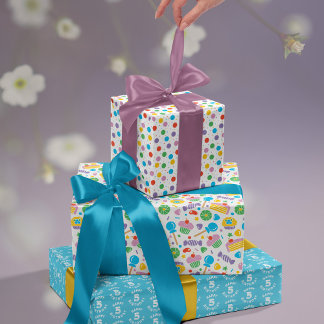 Bright Primary Colour Kids Cake & Candy Wrapping Paper Sheet