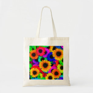 Bright Psychedelic Flower Child Hippy Pattern Tote Bag