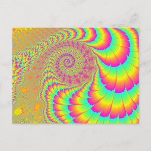 Bright Psychedelic Infinite Spiral Fractal Art Postcard