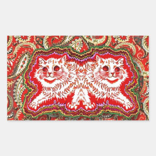 Bright Psychedelic Red Cats (by Louis Wain) Sticker