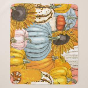 Bright pumpkins, sunflowers, hand-drawn pattern. sherpa blanket
