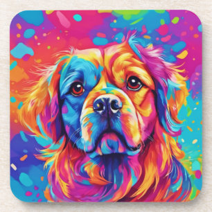 Bright Pup: Colourful Dog Design Coaster