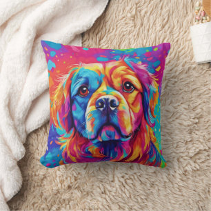 Bright Pup: Colourful Dog Design Throw Pillow