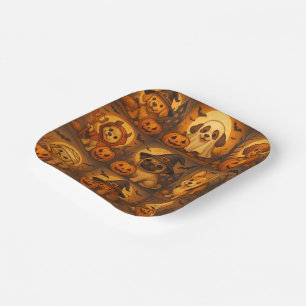Bright Puppy Halloween Paper Plate