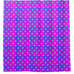 Bright Purple and Aqua Pattern Shower Curtain