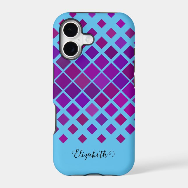 Bright Purple and Blue Square Pattern (Back)