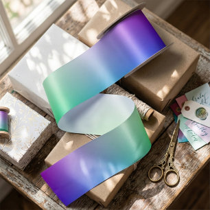 Bright Purple and Green Gradient All-Occasion Satin Ribbon