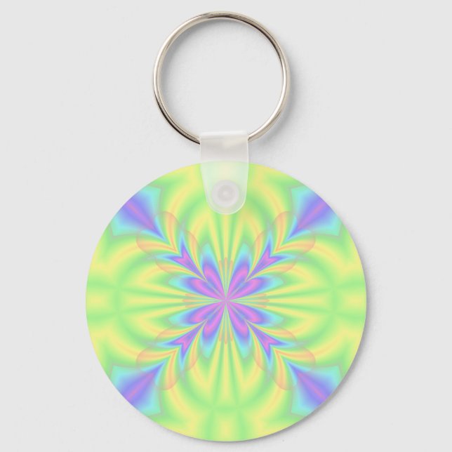 Bright Purple and Green Pattern Keychain (Front)