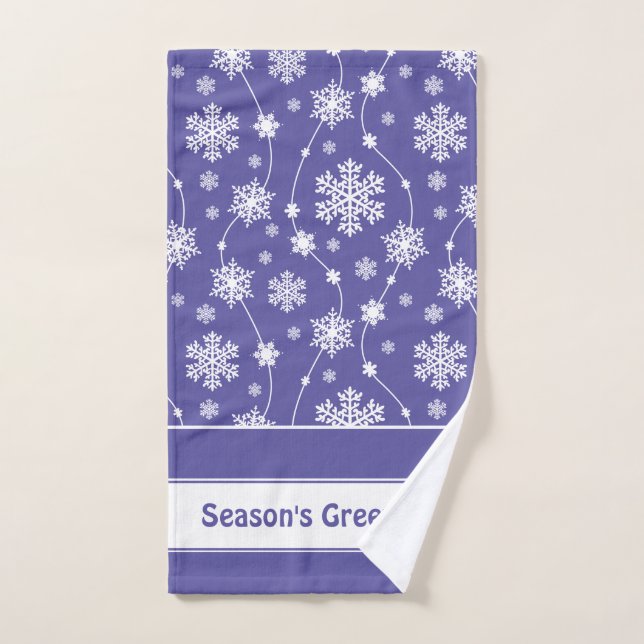 Bright Purple and Winter White Snowflake Pattern Bath Towel Set (Hand Towel)